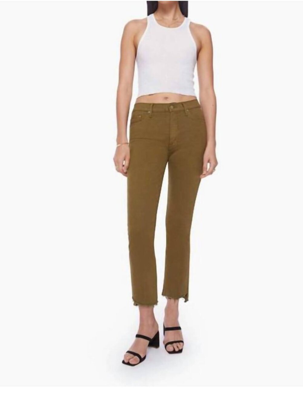 NWT MOTHER The Insider Crop Step Fray Bootcut Jeans Fir Green 24